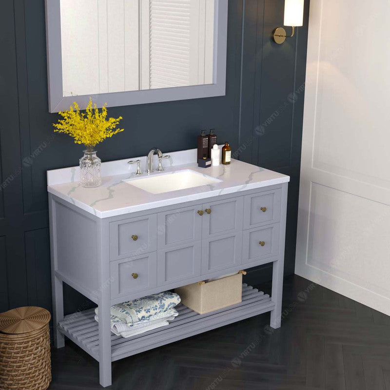 Modern Fittings Winterfell 48" Single Bath Vanity with Calacatta Quartz Top and Square Sink