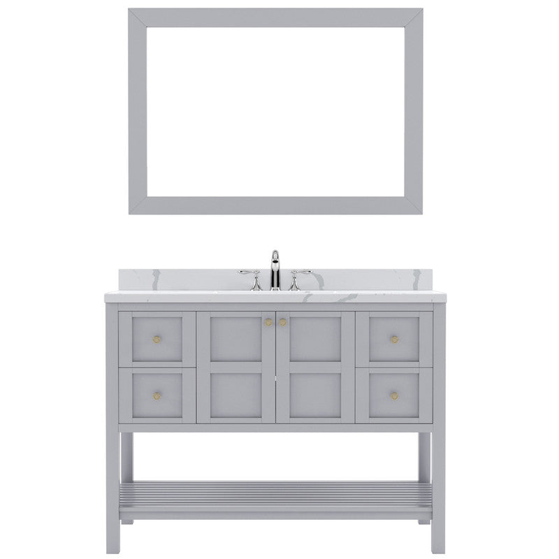 Modern Fittings Winterfell 48" Single Bath Vanity with Calacatta Quartz Top and Square Sink Nickel Faucet