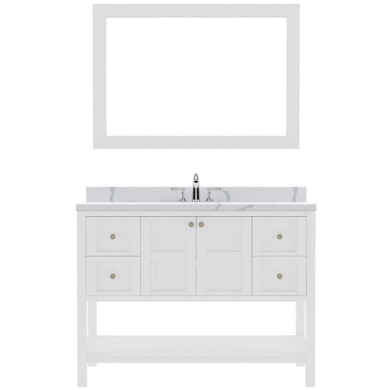 Modern Fittings Winterfell 48" Single Bath Vanity with Calacatta Quartz Top and Square Sink Nickel Faucet