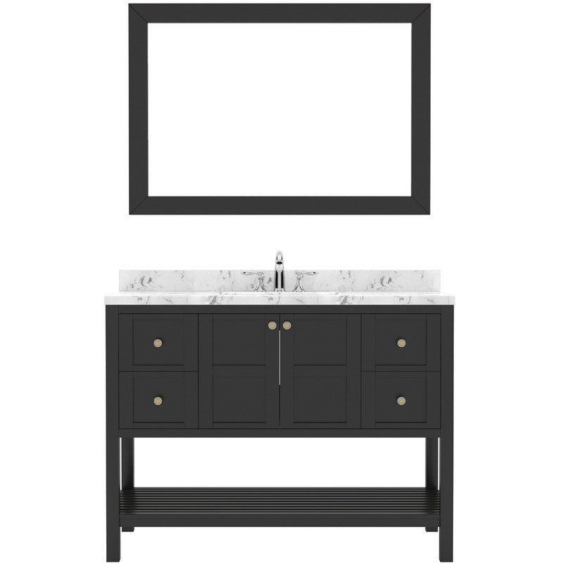 Modern Fittings Winterfell 48" Single Bath Vanity with Cultured Marble Quartz Top and Square Sink Nickel Faucet