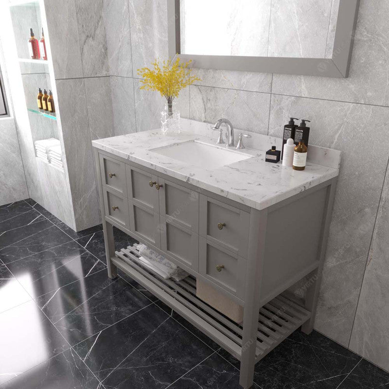 Modern Fittings Winterfell 48" Single Bath Vanity with Cultured Marble Quartz Top and Square Sink