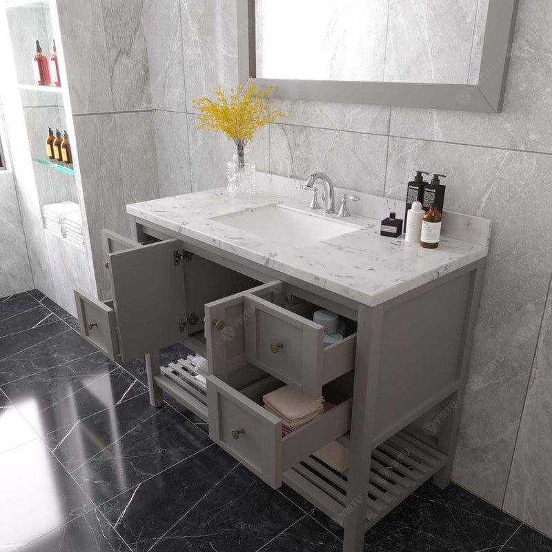 Modern Fittings Winterfell 48" Single Bath Vanity with Cultured Marble Quartz Top and Square Sink Nickel Faucet