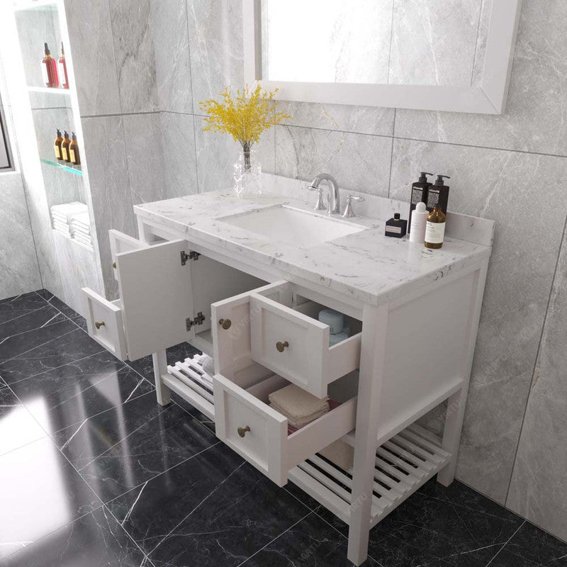 Modern Fittings Winterfell 48" Single Bath Vanity with Cultured Marble Quartz Top and Square Sink Nickel Faucet