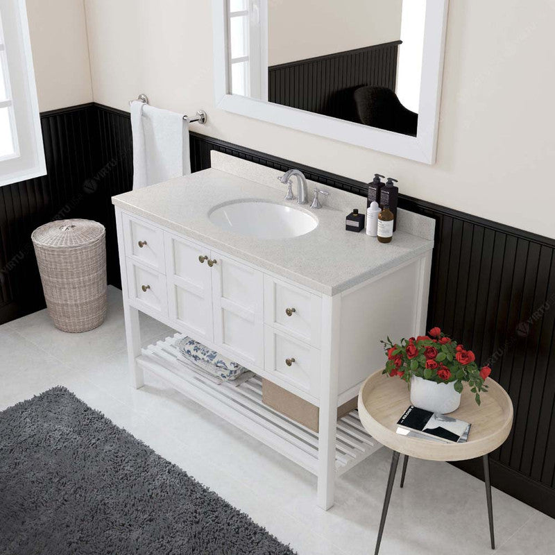 Modern Fittings Winterfell 48" Single Bath Vanity with Dazzle White Quartz Top and Round Sink