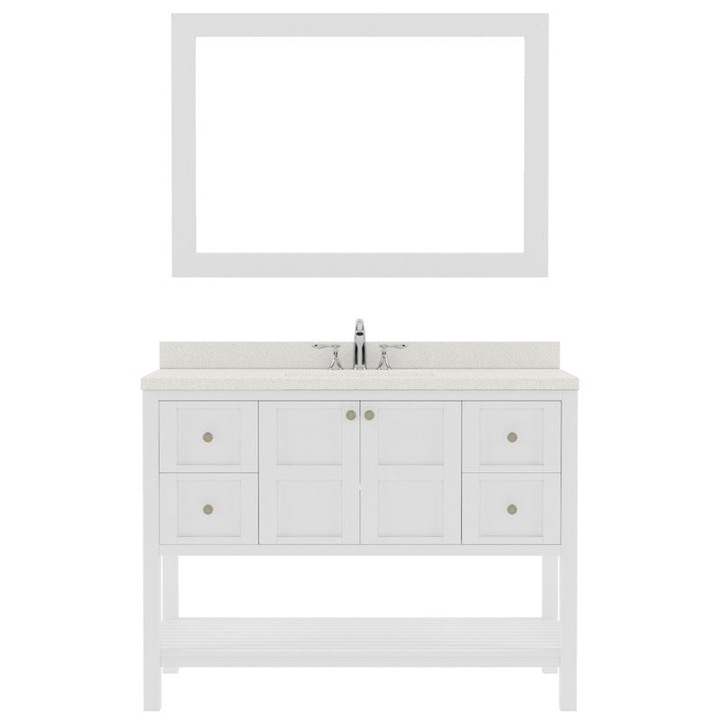 Modern Fittings Winterfell 48" Single Bath Vanity with Dazzle White Quartz Top and Round Sink Nickel Faucet