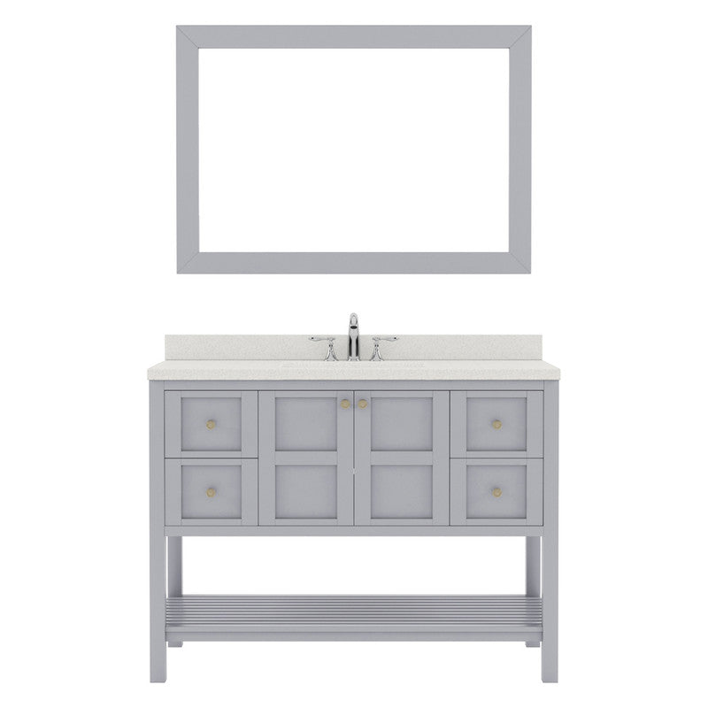 Modern Fittings Winterfell 48" Single Bath Vanity with Dazzle Quartz Top and Square Sink Faucet