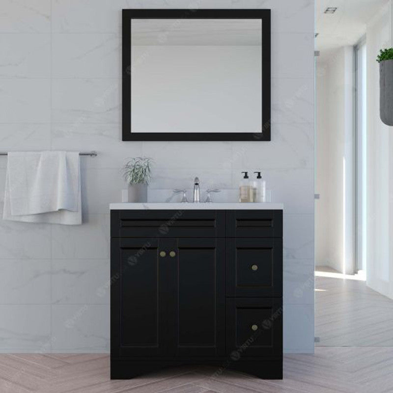 Modern Fittings Elise 36" Single Bath Vanity with Calacatta Quartz Top and Round Sink Faucet