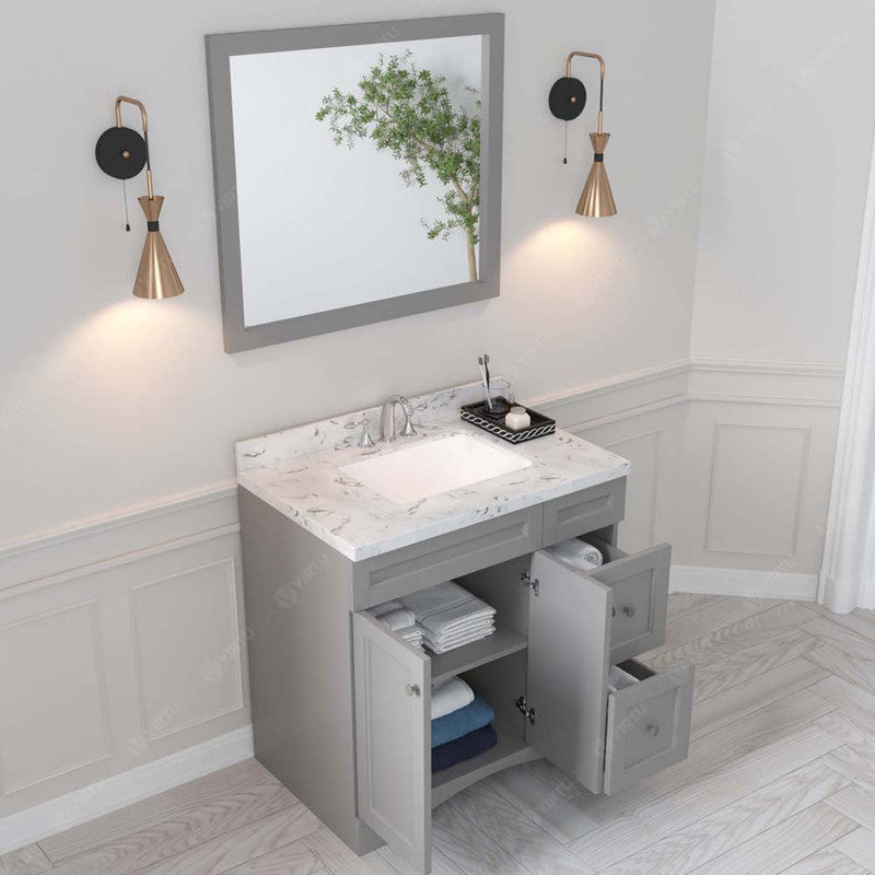 Modern Fittings Elise 36" Single Bath Vanity with Cultured Marble Quartz Top and Square Sink Faucet