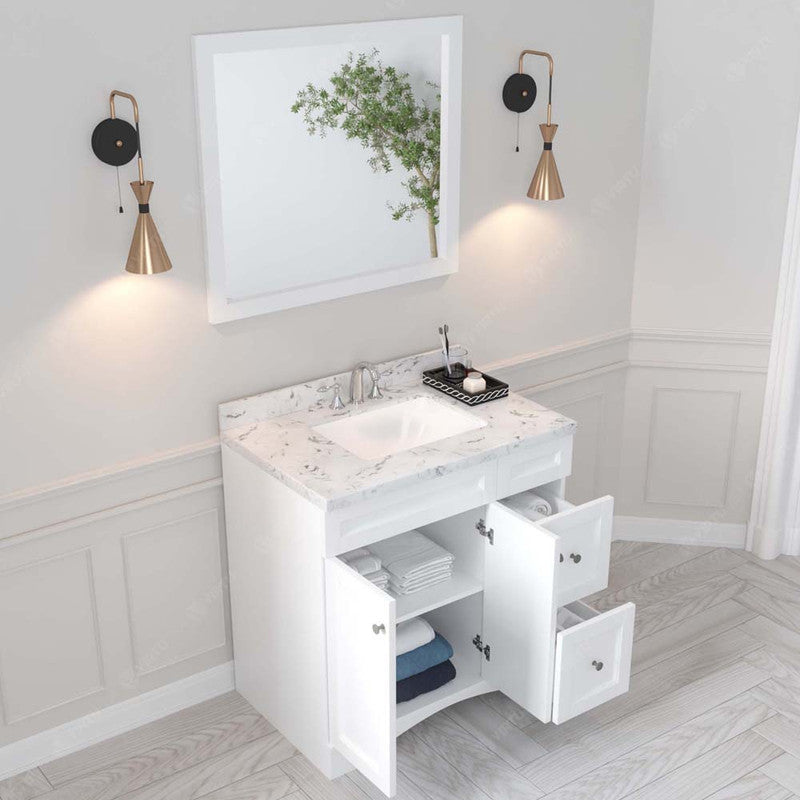 Modern Fittings Elise 36" Single Bath Vanity with Cultured Marble Quartz Top and Square Sink Faucet