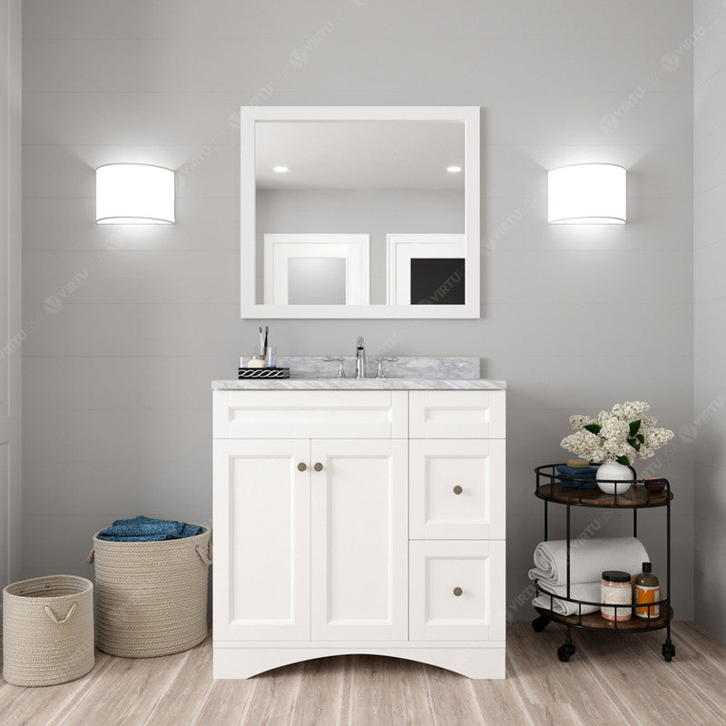 Modern Fittings Elise 36" Single Bath Vanity with White Marble Top and Round Sink