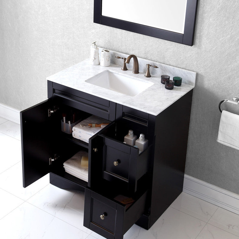 Modern Fittings Elise 36" Single Bath Vanity in Espresso with White Marble Top and Square Sink