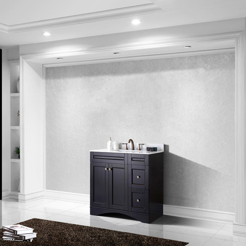 Modern Fittings Elise 36" Single Bath Vanity in Espresso with White Marble Top and Square Sink