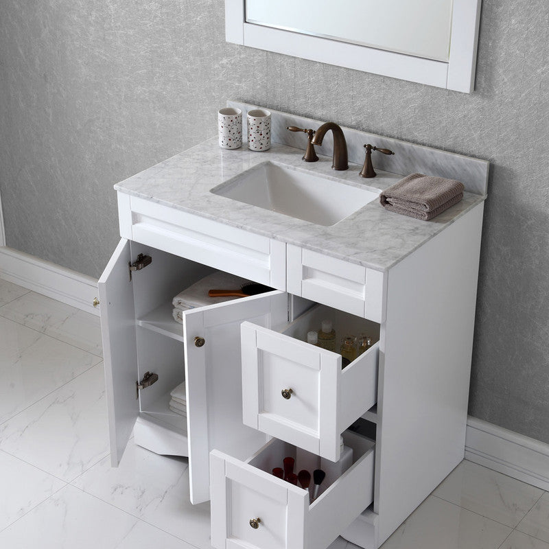 Modern Fittings Elise 36" Single Bath Vanity in Espresso with White Marble Top and Square Sink