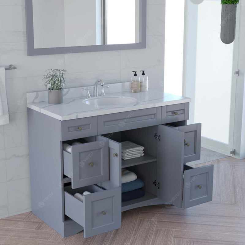 Modern Fittings Elise 48" Single Bath Vanity with Calacatta Quartz Top and Round Sink