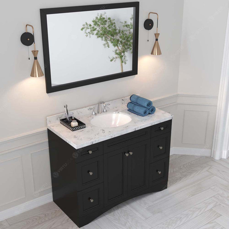 Modern Fittings Elise 48" Single Bath Vanity with Cultured Marble Quartz Top and Round Sink Faucet