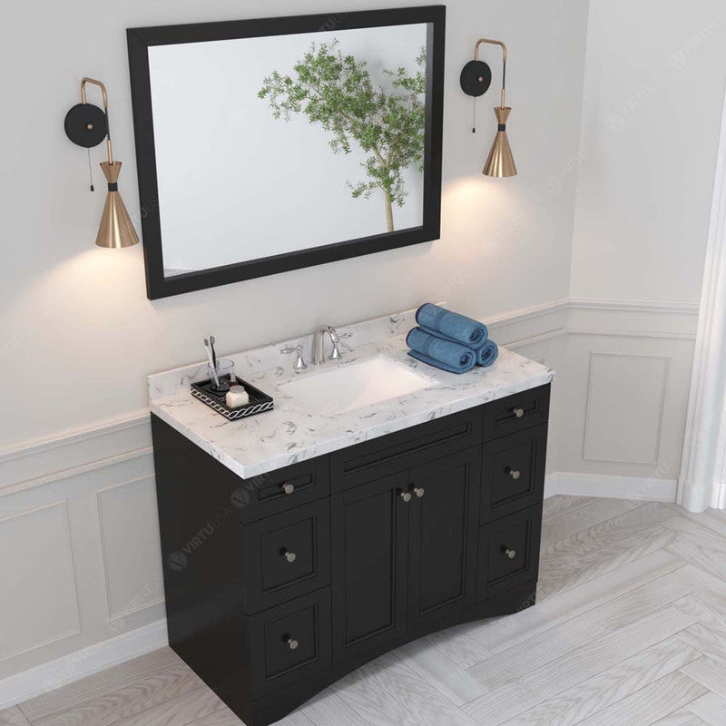 Modern Fittings Elise 48" Single Bath Vanity with Cultured Marble Quartz Top and Square Sink Faucet