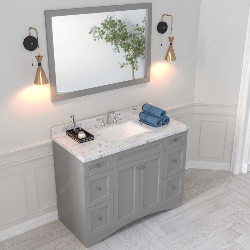 Modern Fittings Elise 48" Single Bath Vanity with Cultured Marble Quartz Top and Square Sink Faucet