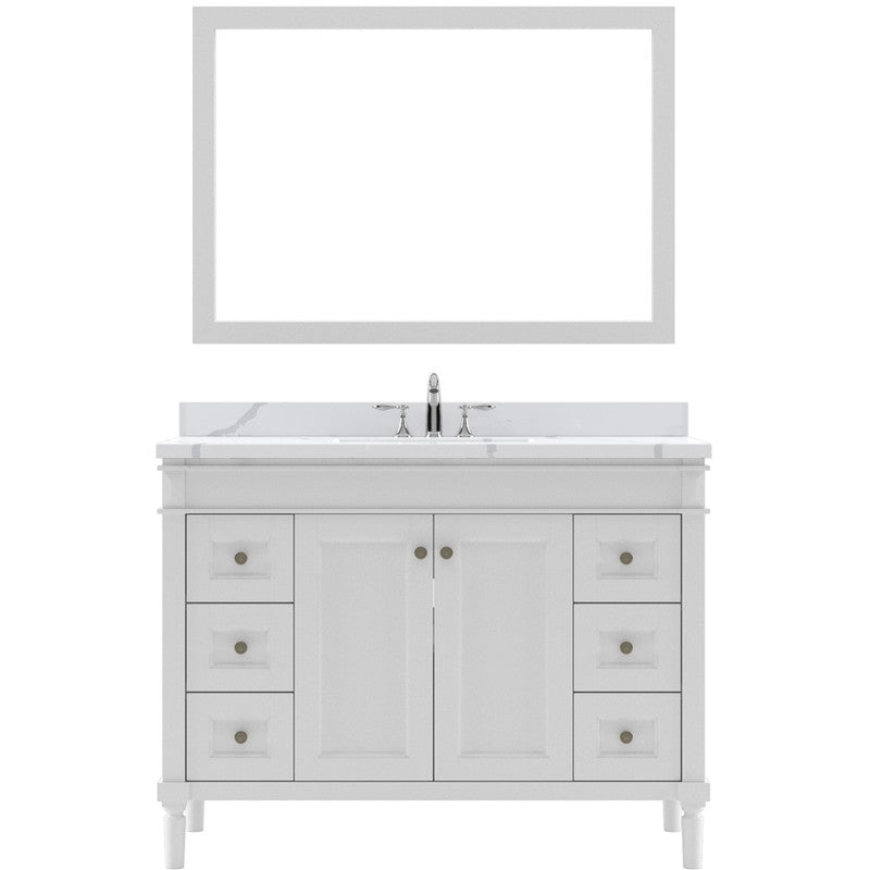 Modern Fittings Tiffany 48" Single Bath Vanity with Calacatta Quartz Top and Square Sink Faucet