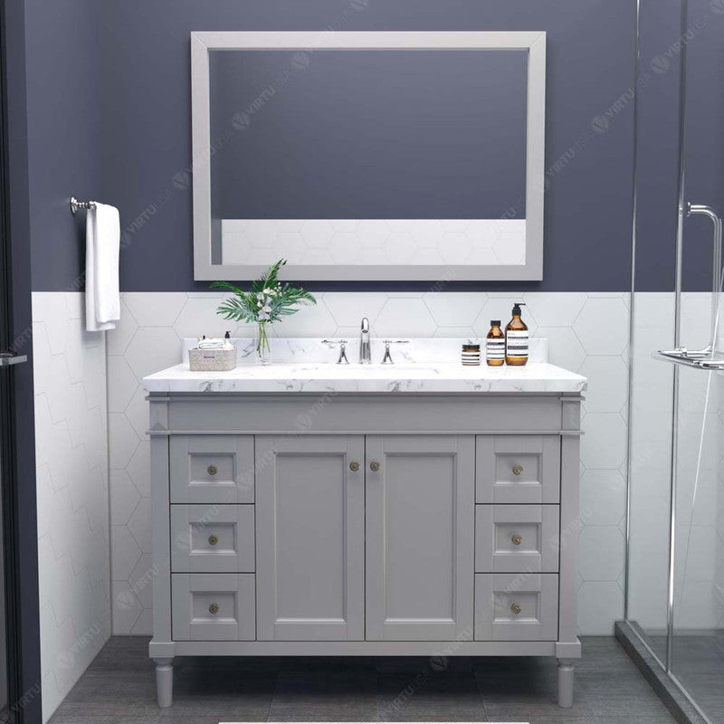 Modern Fittings Tiffany 48" Single Bath Vanity with Cultured Marble Quartz Top and Round Sink