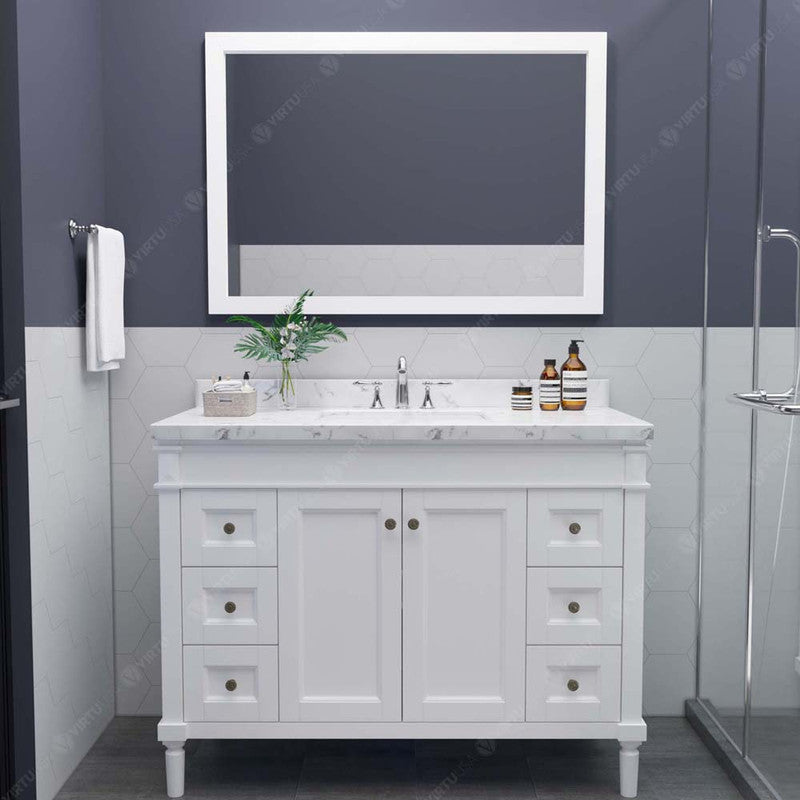 Modern Fittings Tiffany 48" Single Bath Vanity with Cultured Marble Quartz Top and Round Sink