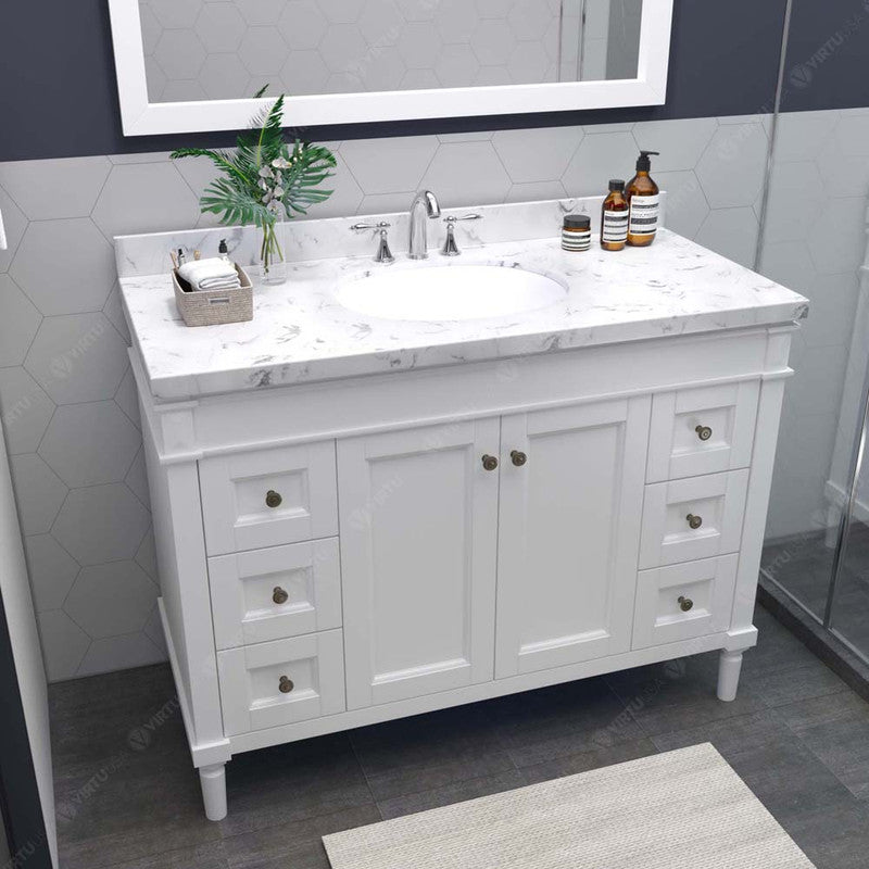 Modern Fittings Tiffany 48" Single Bath Vanity with Cultured Marble Quartz Top and Round Sink