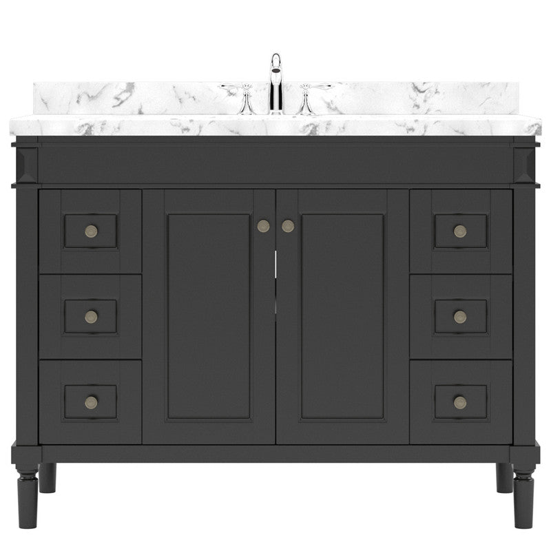 Modern Fittings Tiffany 48" Single Bath Vanity with Cultured Marble Quartz Top and Square Sink