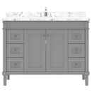 Modern Fittings Tiffany 48" Single Bath Vanity with Cultured Marble Quartz Top and Square Sink