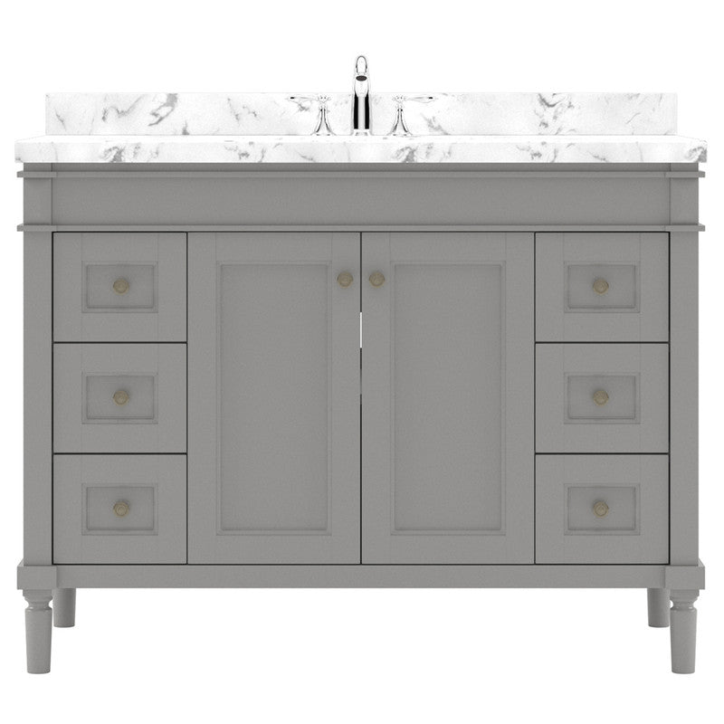 Modern Fittings Tiffany 48" Single Bath Vanity with Cultured Marble Quartz Top and Square Sink