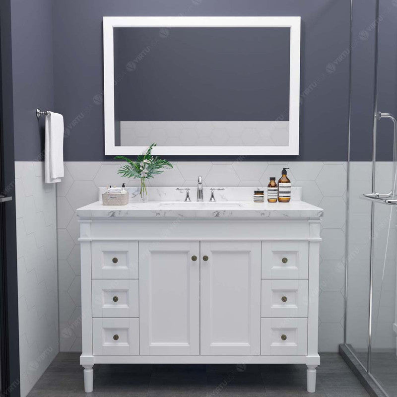 Modern Fittings Tiffany 48" Single Bath Vanity with Cultured Marble Quartz Top and Square Sink