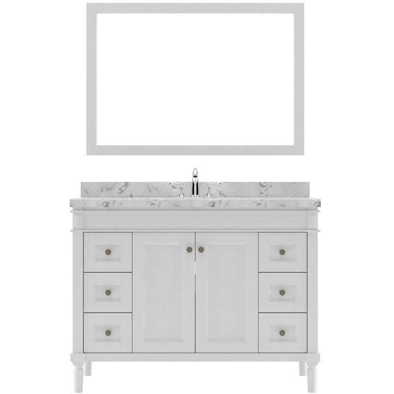 Modern Fittings Tiffany 48" Single Bath Vanity with Cultured Marble Quartz Top and Square Sink Nickel Faucet