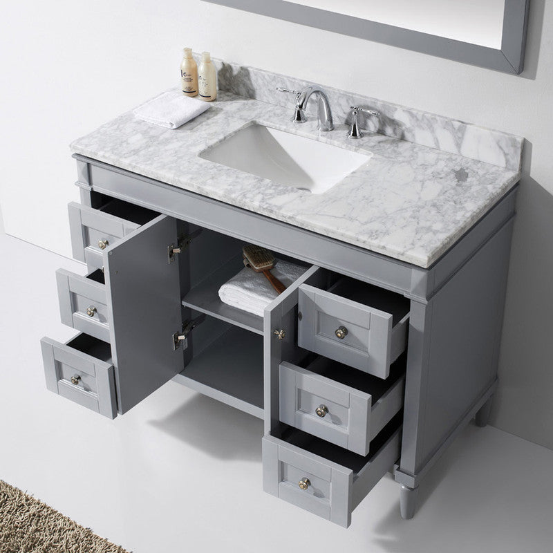 Modern Fittings Tiffany 48" Single Bath Vanity with Marble Top and Square Sink Faucet