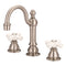 Water Creation American 20th Century Classic Widespread Lavatory F2-0012 Faucets with Pop-Up Drain in Brushed Nickel Finish with Porcelain Cross Handles Hot and Cold Labels Included F2-0012-02-PX