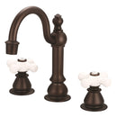 Water Creation American 20th Century Classic Widespread Lavatory F2-0012 Faucets with Pop-Up Drain in Oil-rubbed Bronze Finish with Porcelain Cross Handles Hot and Cold Labels Included F2-0012-03-PX