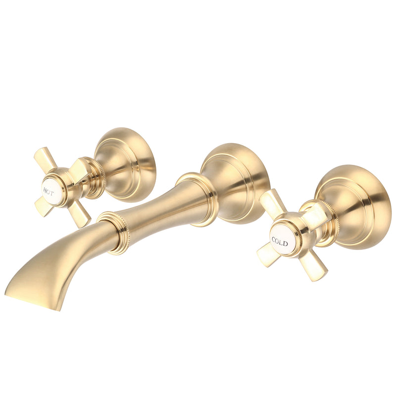 Water Creation Waterfall Style Wall-mounted Lavatory Faucet in Satin Gold Finish F4-0004-06-FX