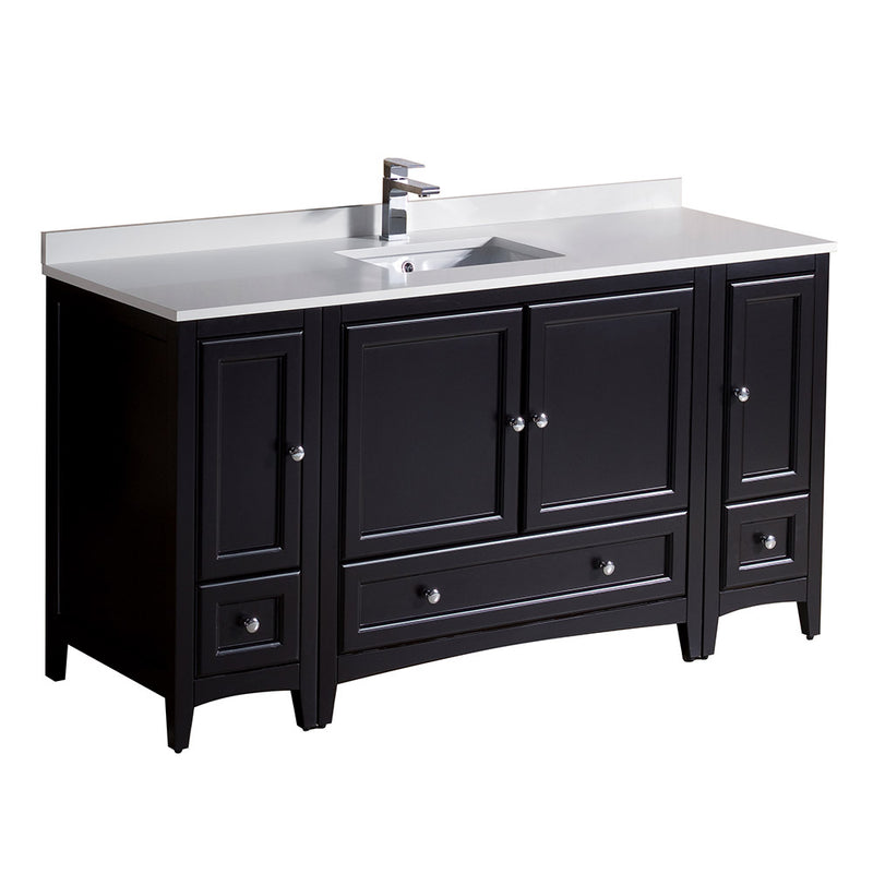 Fresca Oxford 60" Espresso Traditional Bathroom Cabinets w/ Top & Sink FCB20-123612ES-CWH-U