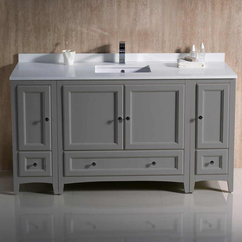 Fresca Oxford 60" Gray Traditional Bathroom Cabinets with Top and Sink FCB20-123612GR-CWH-U