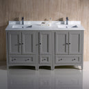 Fresca Oxford 60" Gray Traditional Double Sink Bathroom Cabinets with Top and Sinks FCB20-241224GR-CWH-U