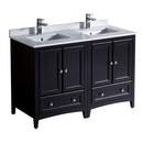 Fresca Oxford 48" Espresso Traditional Double Sink Bathroom Cabinets w/ Top & Sinks FCB20-2424ES-CWH-U