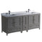 Fresca Oxford 72" Gray Traditional Double Sink Bathroom Cabinets w/ Top & Sinks FCB20-301230GR-CWH-U