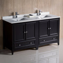 Fresca Oxford 60" Espresso Traditional Double Sink Bathroom Cabinets with Top and Sinks FCB20-3030ES-CWH-U