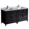 Fresca Oxford 60" Espresso Traditional Double Sink Bathroom Cabinets w/ Top & Sinks FCB20-3030ES-CWH-U