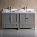 Fresca Oxford 60" Gray Traditional Double Sink Bathroom Cabinets with Top and Sinks FCB20-3030GR-CWH-U