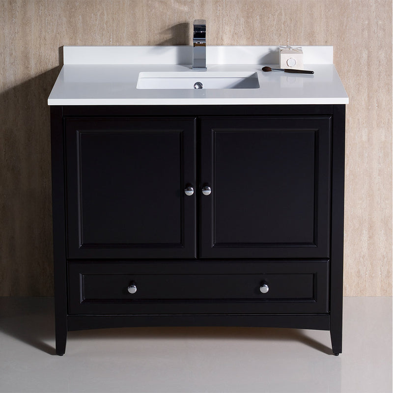 Fresca Oxford 36" Espresso Traditional Bathroom Cabinet with Top and Sink FCB2036ES-CWH-U