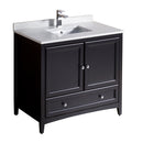 Fresca Oxford 36" Espresso Traditional Bathroom Cabinet w/ Top & Sink FCB2036ES-CWH-U