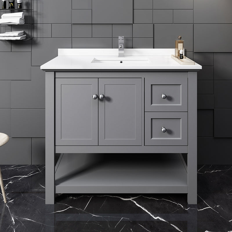 Fresca Manchester 42" Gray Traditional Bathroom Cabinet with Top and Sink FCB2340GR-CWH-U