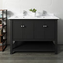 Fresca Manchester 48" Black Traditional Double Sink Bathroom Cabinet with Top and Sinks FCB2348BL-D-CWH-U