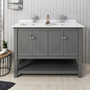 Fresca Manchester Regal 48" Gray Wood Veneer Traditional Double Sink Bathroom Cabinet with Top and Sinks FCB2348VG-D-CWH-U