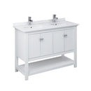 Fresca Manchester 48" White Traditional Double Sink Bathroom Cabinet w/ Top & Sinks FCB2348WH-D-CWH-U