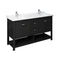 Fresca Manchester 60" Black Traditional Double Sink Bathroom Cabinet w/ Top & Sinks FCB2360BL-D-CWH-U