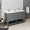 Fresca Manchester Regal 60" Gray Wood Veneer Traditional Double Sink Bathroom Cabinet with Top and Sinks FCB2360VG-D-CWH-U